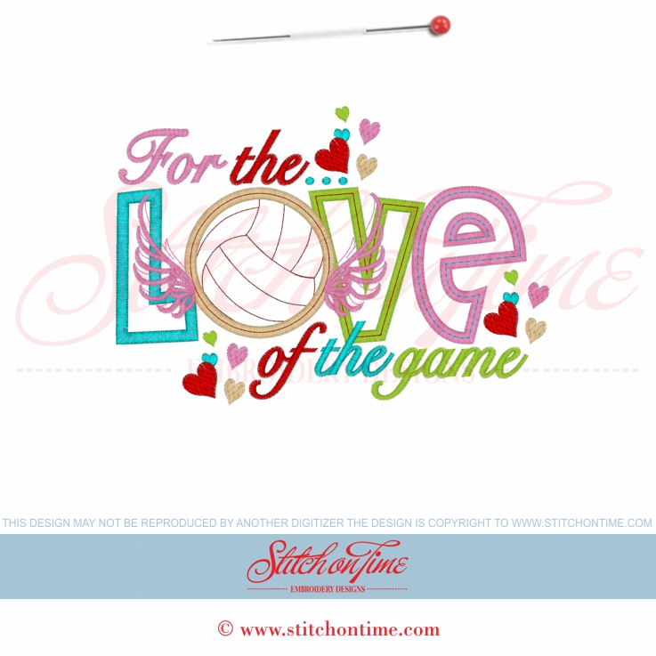 13 Volleyball : For The Love Of The Game Applique 5x7