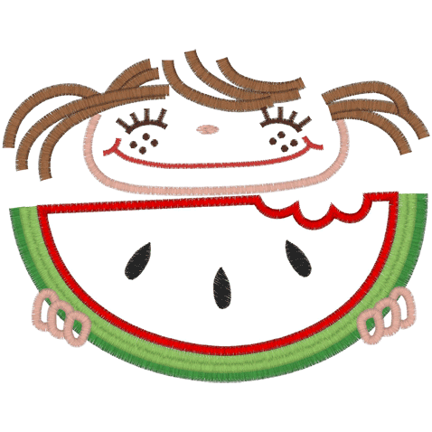 Watermelon Girl (A1) Watermelon Applique 5x7