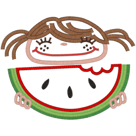 Watermelon Girl (A14) Watermelon Applique 5x7