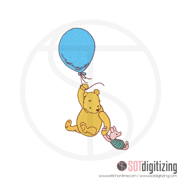 1 Winnie The Pooh : Winnie and Piglet Flying with Balloon