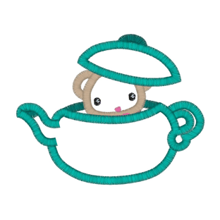 Wonderland (38) Mouse In Teapot Applique 4x4