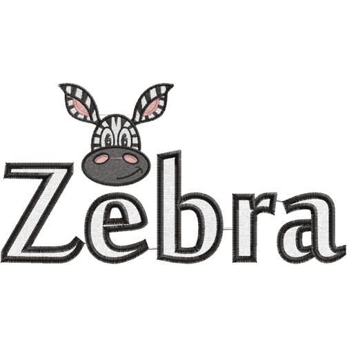 Zebra (A2) Applique 5x7