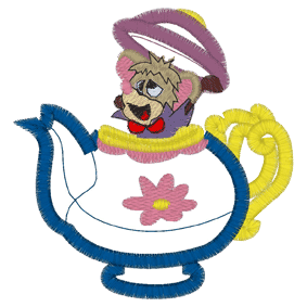 Alice (A102) Mouse in Teapot Applique 4x4