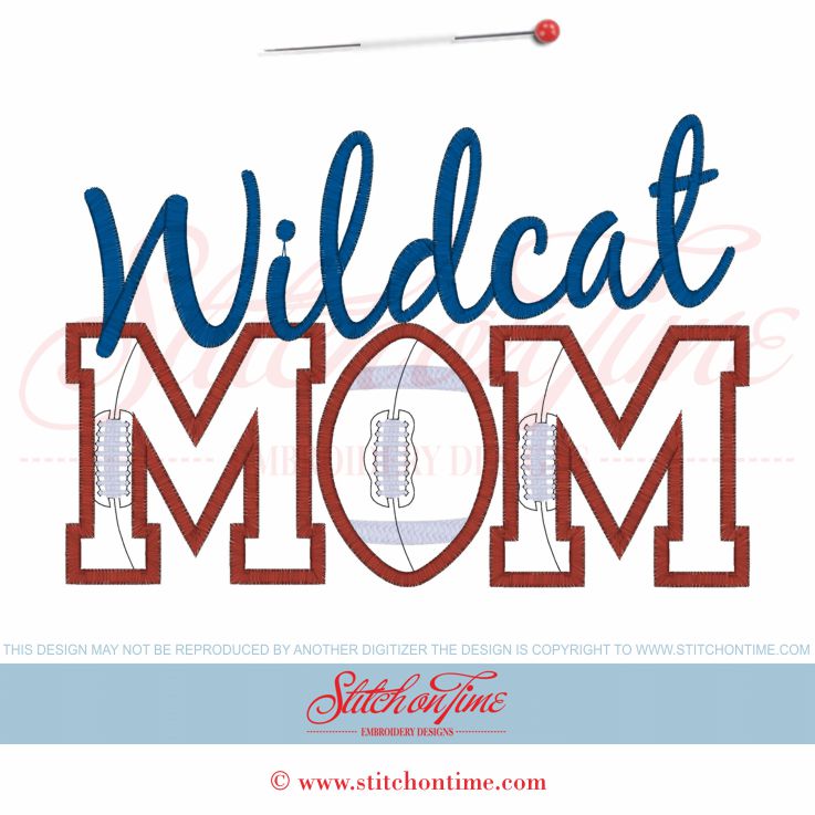 107 American Football : Wildcat Mom Applique 6x10