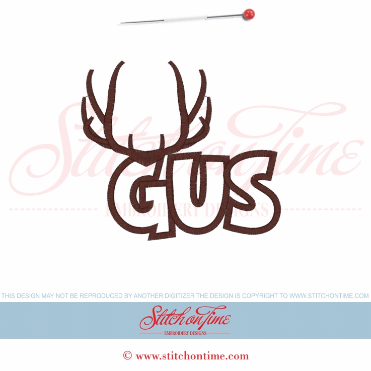 4 Antler : GUS Name With Antlers Applique 5x7