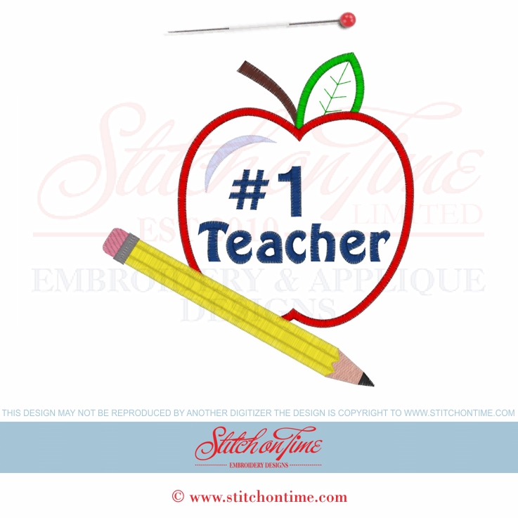 Apples (A11) Teacher Apple Applique 6x10