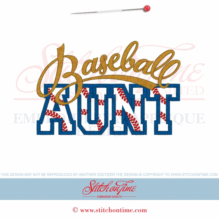 Baseball (103) Baseball Aunt Applique 5x7