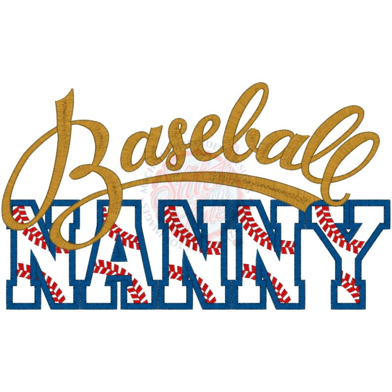 Baseball (109) Baseball Nanny Applique 8x11