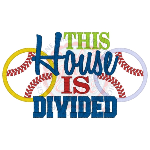 Baseball (120) Softball Baseball House Is Divided Applique 5x7