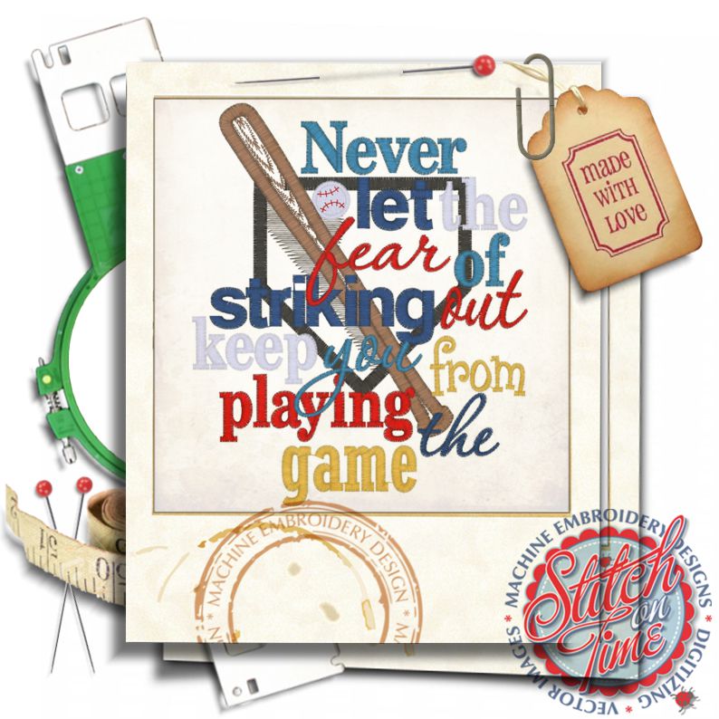 Baseball (126) Fear Of Striking Out Applique 5x7