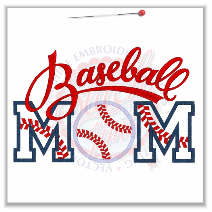 159 Baseball : Baseball Mom Applique 5x7