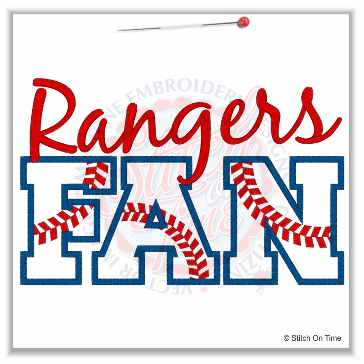 139 Baseball : Rangers Fan Applique 6x10