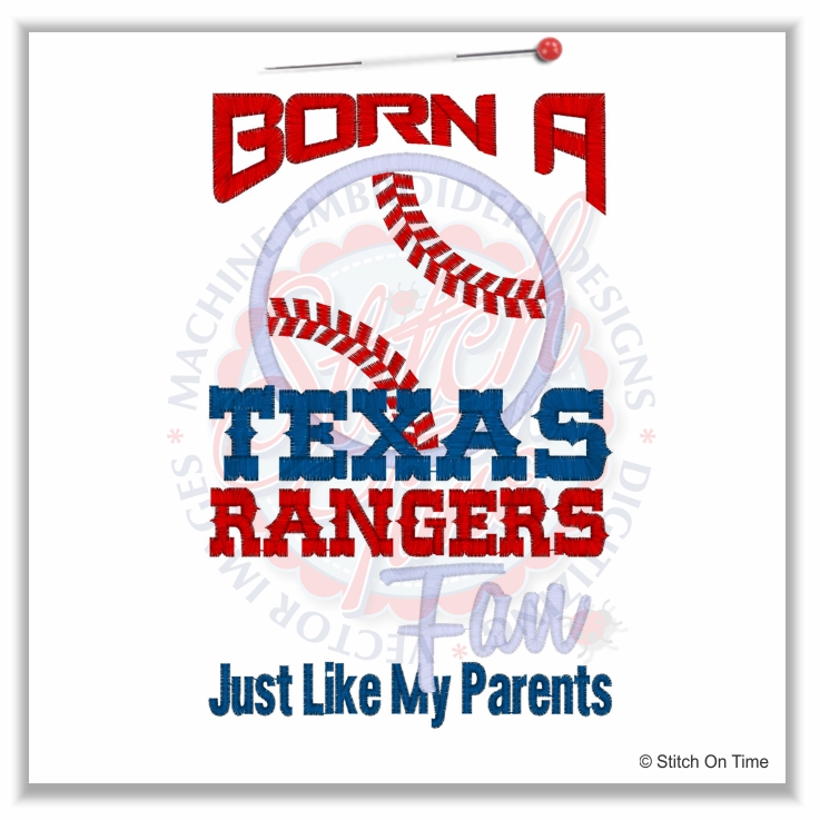141 Baseball : Rangers Fan Like My Parents Applique 5x7