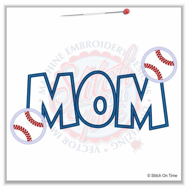 142 Baseball : Baseball Mom Applique 6x10