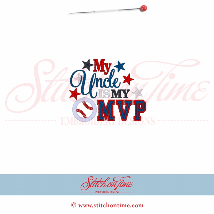 165 Baseball : My Uncle Is My MVP Applique 4x4