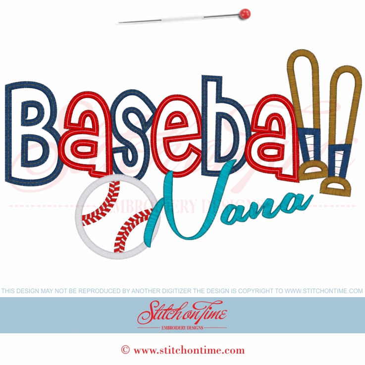 182 Baseball : Baseball Nana Applique 6x10