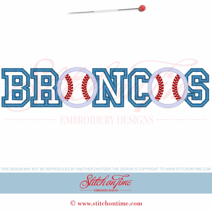 195 Baseball : BRONCOS Applique 6x10