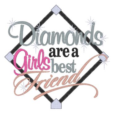 Baseball (89) Diamonds Are A Girls Best Friend Applique 6x10