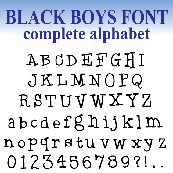 Fonts (A1) Black Boys Full Embroidery 25mm 50mm 75mm