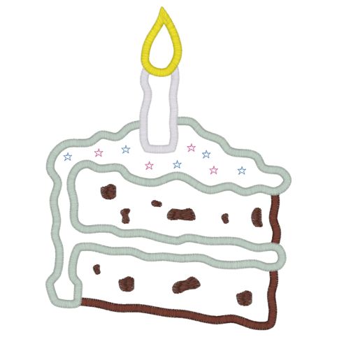 Birthday (105) Cake Slice Applique 5x7