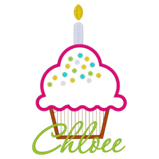 Birthday (124) Cupcake Chloee Applique 5x7
