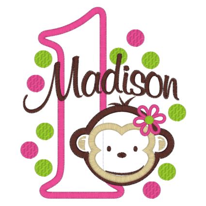 Birthday (138) Monkey Madison 1 Applique 5x7