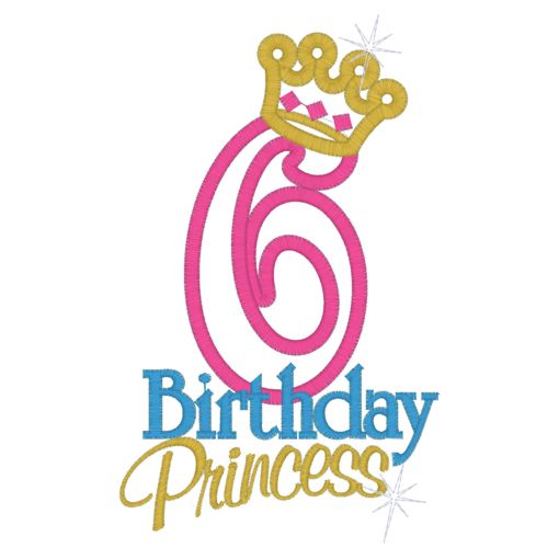 Birthday (140) Birthday Princess 6 Applique 5x7