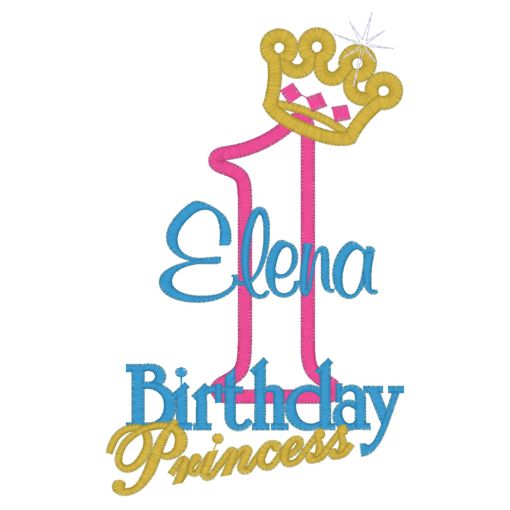 Birthday (147) Elena 1 Crown Applique 5x7
