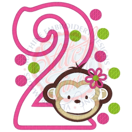 Birthday (169) 2 Monkey Applique 5x7