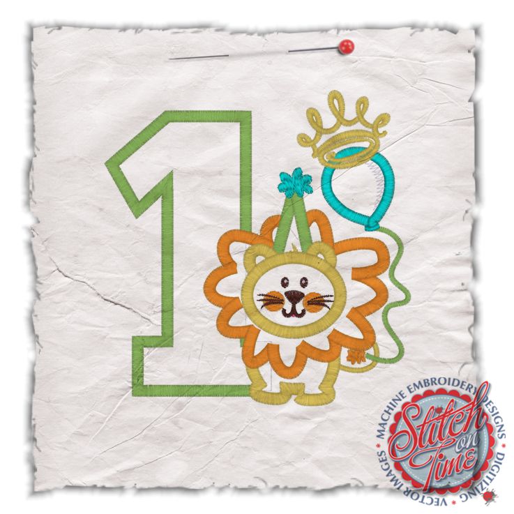 Birthday (181) 1 With Lion Applique 5x7