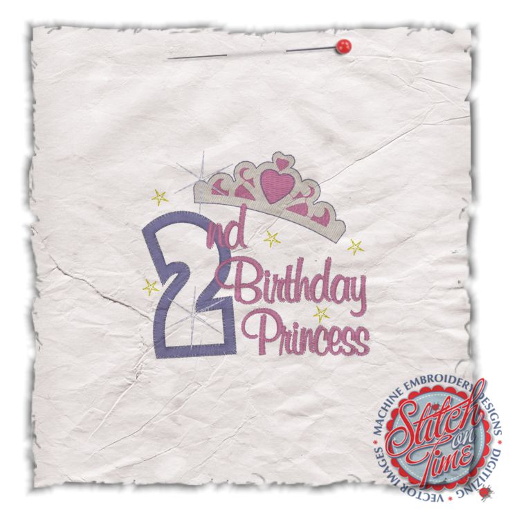 Birthday (182) 2 Birthday Princess Applique 4x4