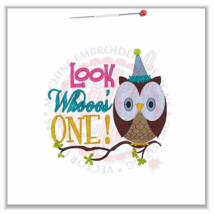 Birthday (196) Look Whooo's One Owl 5x7