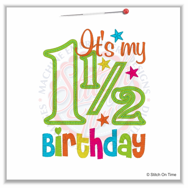 251 Birthday : It's My 1 1/2 Birthday Applique 5x7