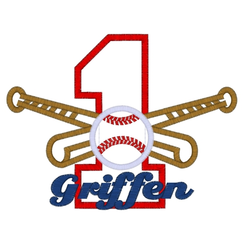 Birthday (37) ..1 Baseball Griffen Applique 5x7