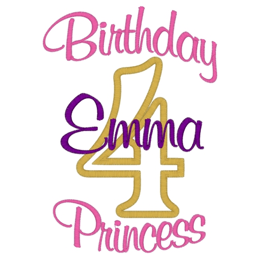 Birthday (38) ..4 Birthday Princess Emma Applique 5x7
