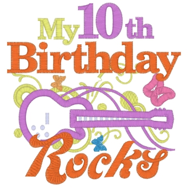 Birthday (42) ..10th Birthday Rocks Applique 5x7