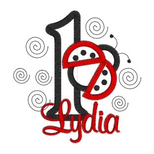 Birthday (52) ..1 Lydia Ladybug Applique 4x4