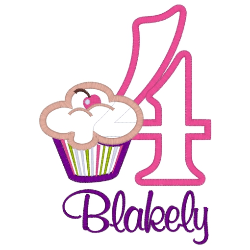 Birthday (59) ..Blakely 4 With Cupcake Applique 5x7