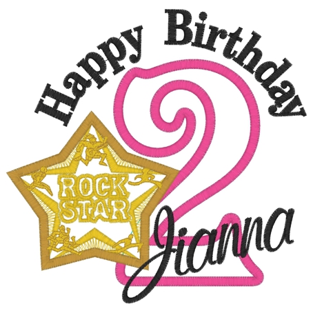 Birthday (66) ..2 Rock Star Jianna Applique 6x10