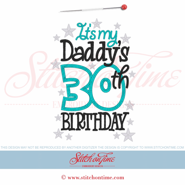 792 Birthday : 30th Birthday Applique 5x7