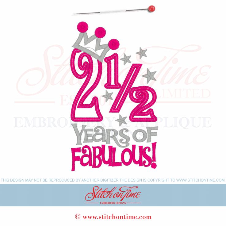 914 Birthday : 2 1/2 Years Of Fabulous Applique 5x7