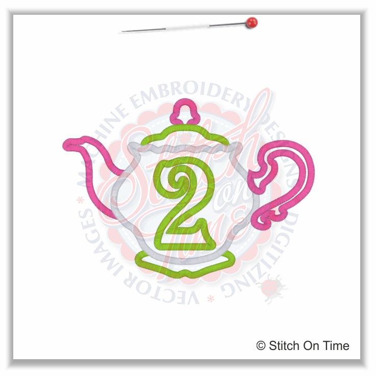 1 Birthday Teapot : Set of 9 1-9 Applique 5x7