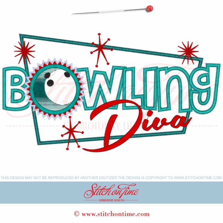 58 Bowling : Bowling Diva Applique 6x10