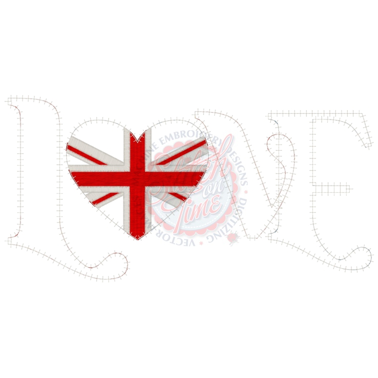 British (5) Love Applique 6x10