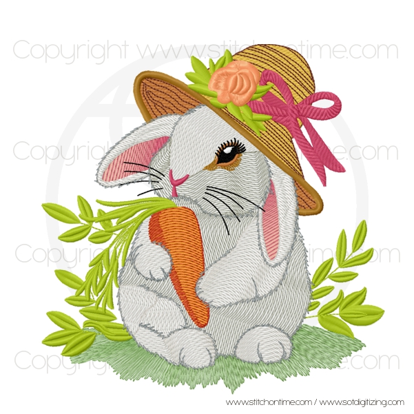 86 BUNNY : Bunny Rabbit with Carrot and Hat