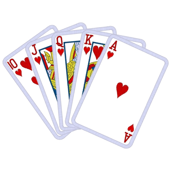 Cards (10) Royal Flush Applique 6x10