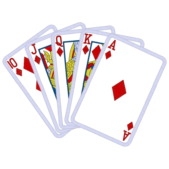 Cards (11) Royal Flush Applique 6x10