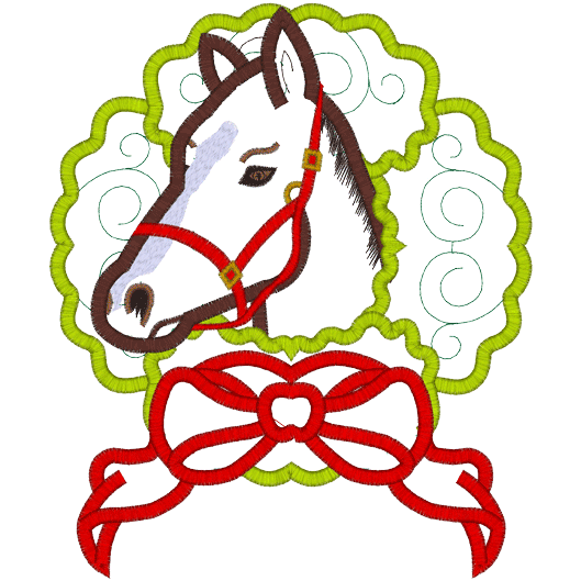 Christmas (A174) Xmas Wreath With Horse Applique 6x10