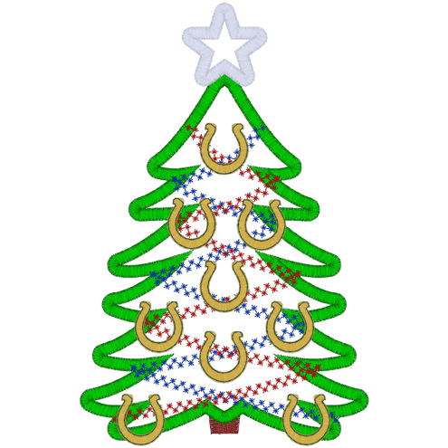 Christmas (A179) Horse Shoe Xmas Tree Applique 6x10