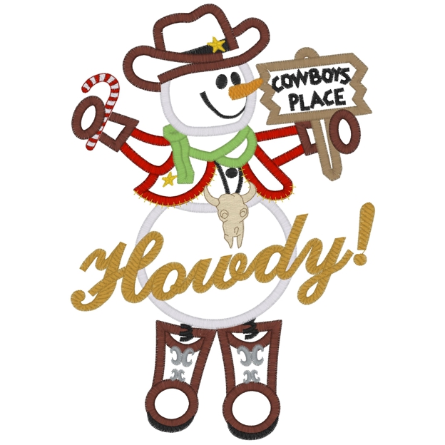 Christmas (326) Cowboy Snowman Applique 5x7